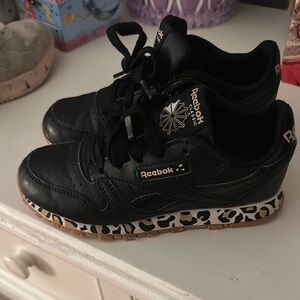 Reebok Black and Brown Sneakers with Leopard Print